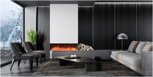 Amantii TRV-65-BESPOKE Tru View Bespoke - 65" Indoor / Outdoor 3 Sided Electric Fireplace Featuring a 20" Height, WiFi Compatibility, Bluetooth Connectivity, Multi Function Remote, and a Selection of Media Options