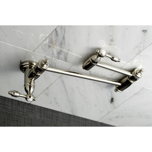 Kingston Brass KS3106TAL Tudor Wall Mount Pot Filler Kitchen Faucet, Polished Nickel