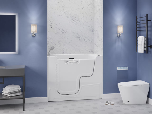 Left Drain FULLY LOADED Wheelchair Access Walk-in Tub with Air and Whirlpool Jets Hot Tub | Quick Fill Waterfall Tub Filler with 6 Setting Handheld Shower Sprayer | Including Aromatherapy, LED Lights, V-Shaped Back Jets, and Auto Drain | 2953WCLWD