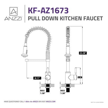 ANZZI KF-AZ1673CH Eclipse Single Handle Pull-Down Sprayer Kitchen Faucet in Polished Chrome