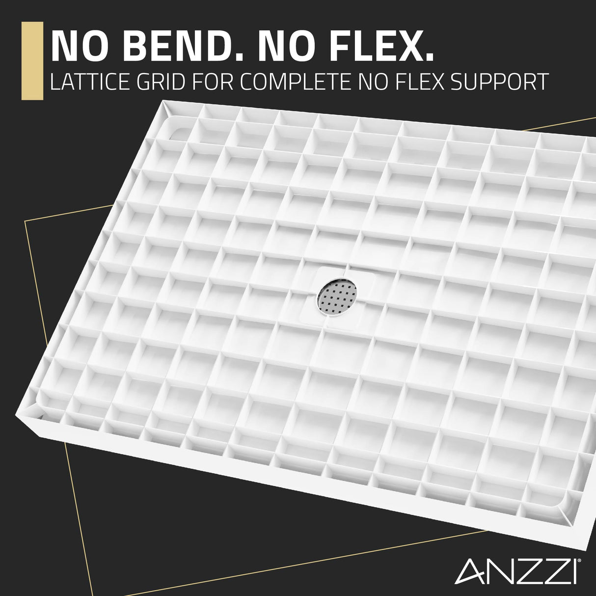 ANZZI SB-AZ103C ALEXANDER 48 in. x 32 in. Center Drain Shower Base in White