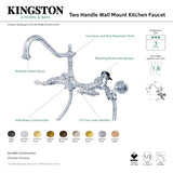 Kingston Brass KS1241ALBS Heritage Wall Mount Bridge Kitchen Faucet with Brass Spray, Polished Chrome