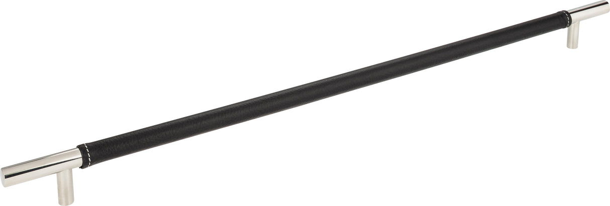 Atlas Homewares Zanzibar Black Appliance Pull 17 Inch (c-c) Leather Polished Chrome