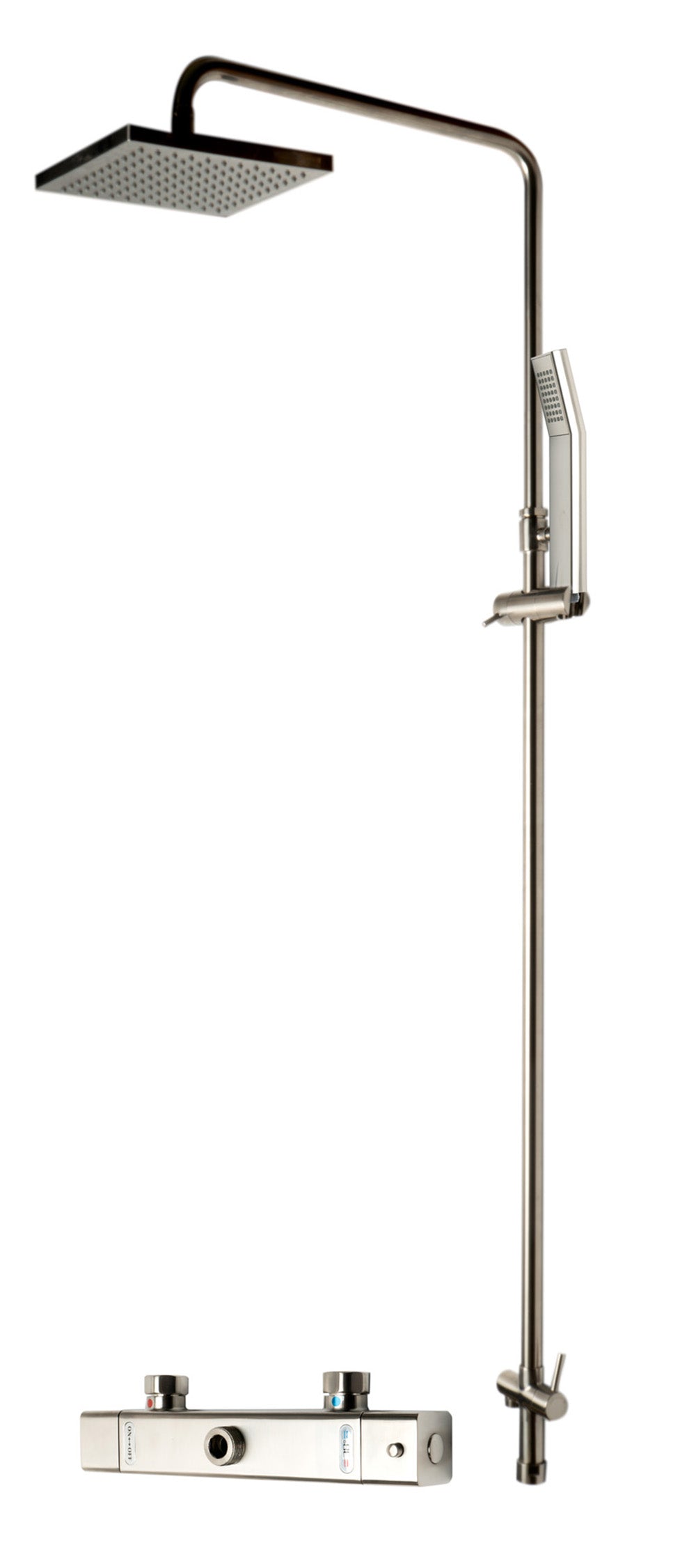 ALFI brand AB2862-BN Brushed Nickel Square Style Thermostatic Exposed Shower Set