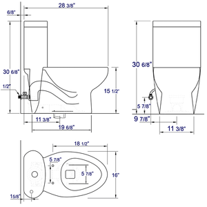EAGO TB309 TALL DUAL FLUSH ONE PIECE ECO-FRIENDLY HIGH EFFICIENCY LOW FLUSH CERAMIC TOILET