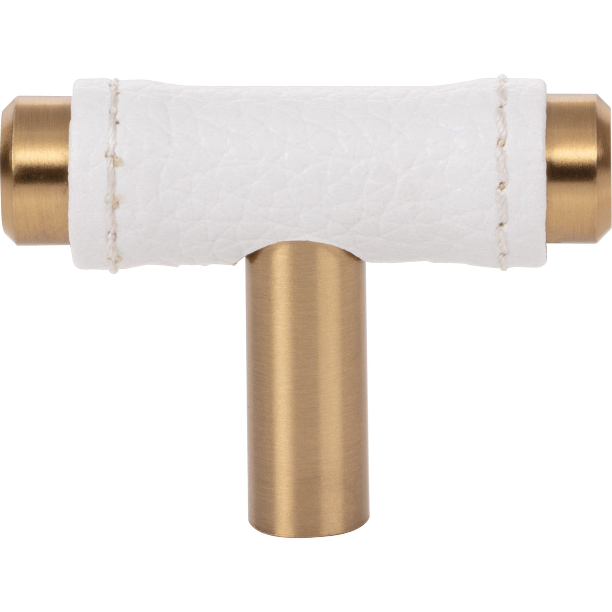 Atlas Homewares Zanzibar White Leather Knob 1 7/8 Inch Warm Brass