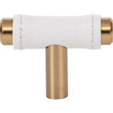 Atlas Homewares Zanzibar White Leather Knob 1 7/8 Inch Warm Brass
