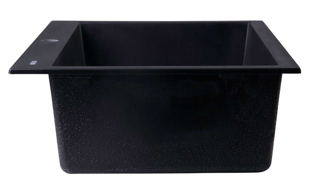 ALFI brand AB3020DI-BLA Black 30" Drop-In Single Bowl Granite Composite Kitchen Sink