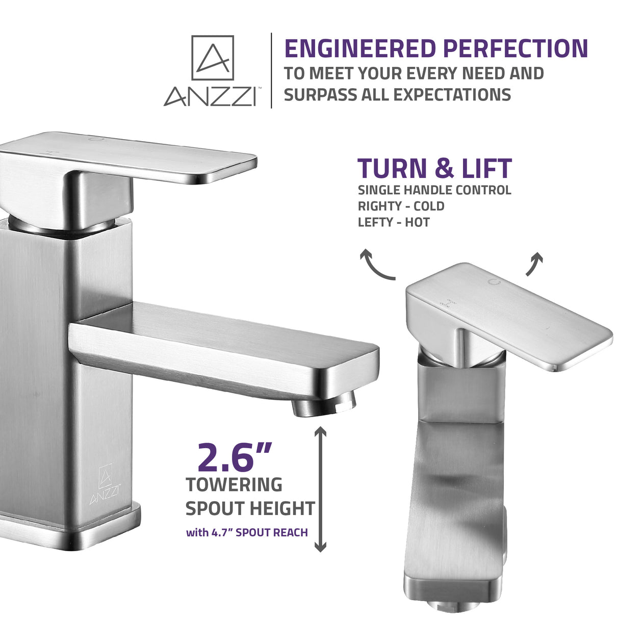 ANZZI L-AZ122BN Naiadi Single Hole Single Handle Bathroom Faucet in Brushed Nickel