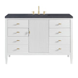 Myrrin 48" Single Vanity, Bright White w/ 3 CM Charcoal Soapstone Silestone Top