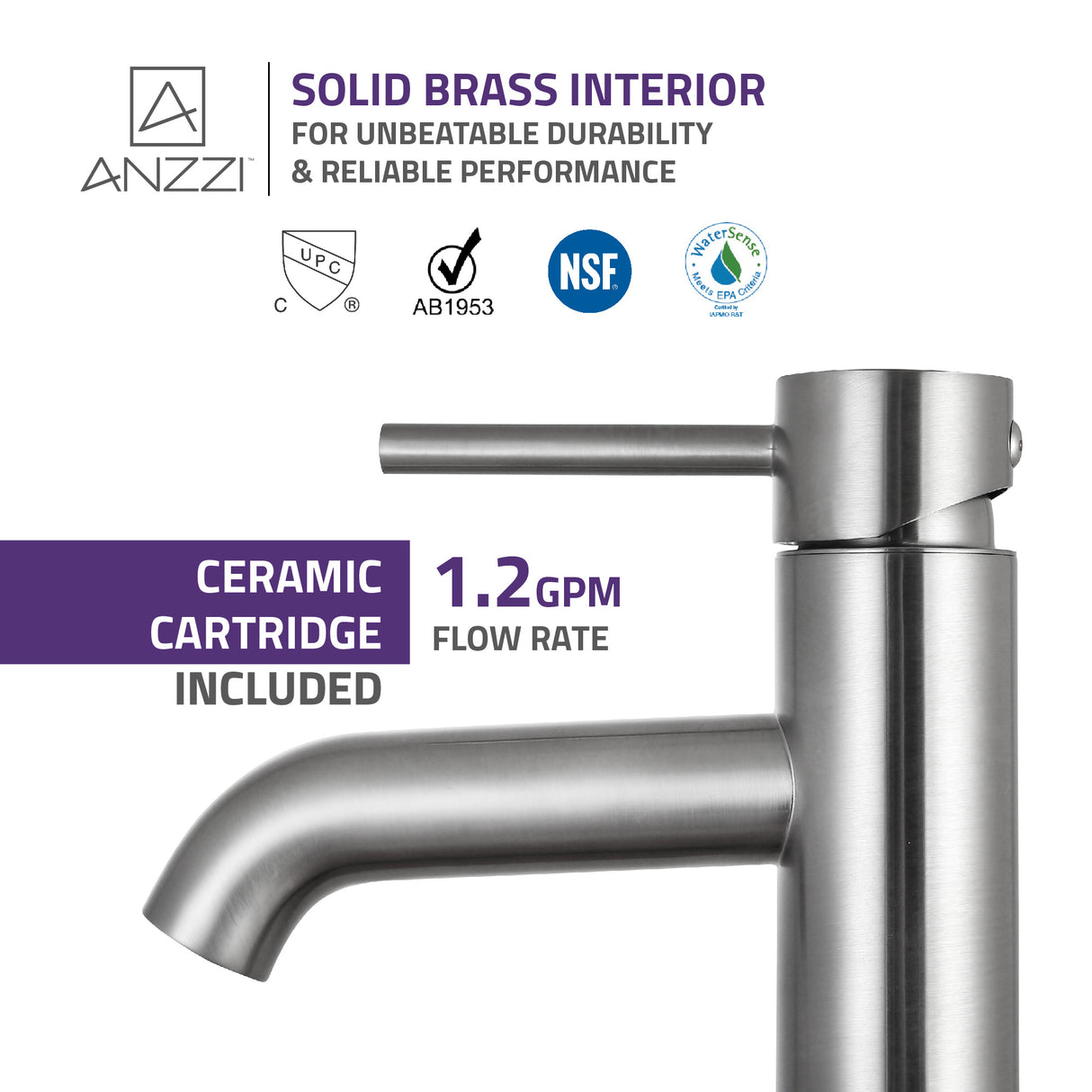 ANZZI L-AZ107BN Valle Single Hole Single Handle Bathroom Faucet in Brushed Nickel