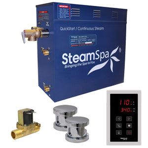 SteamSpa Oasis 12 KW QuickStart Acu-Steam Bath Generator Package with Built-in Auto Drain in Polished Chrome OAT1200CH-A