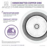 ANZZI SK-024 Rumelia Drop-in Handmade Copper 17 in. 0-Hole Single Bowl Kitchen Sink in Hammered Nickel