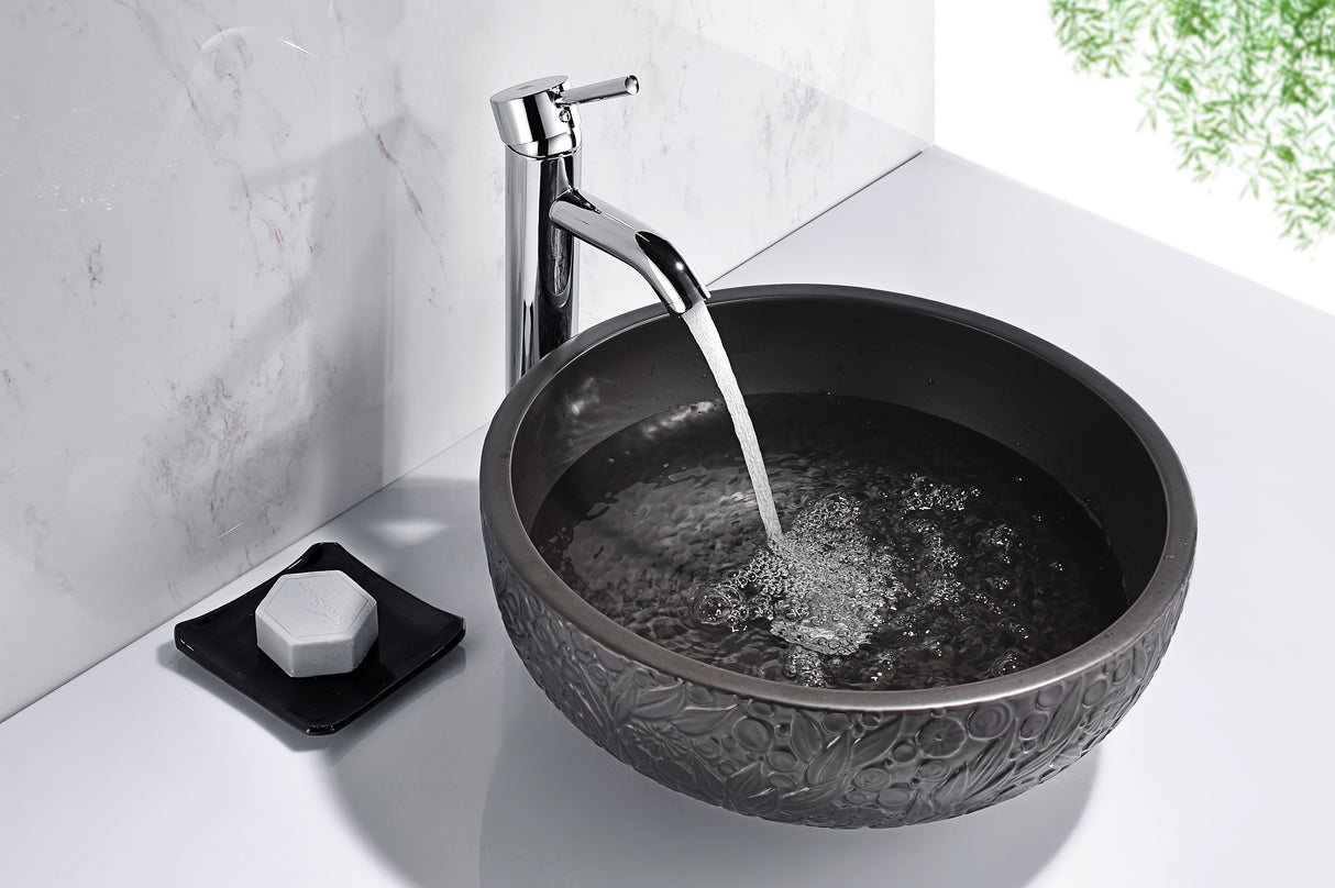 ANZZI LS-AZ8195 Tara Series Ceramic Vessel Sink in Black