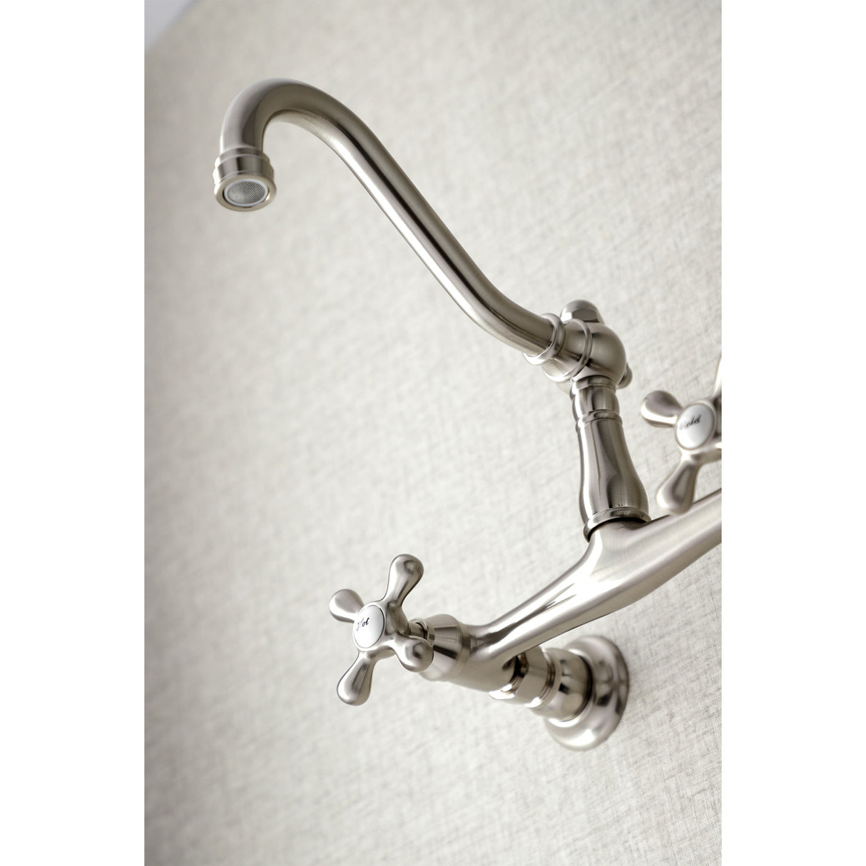 Kingston Brass KS3248AX Vintage Wall Mount Bathroom Faucet, Brushed Nickel