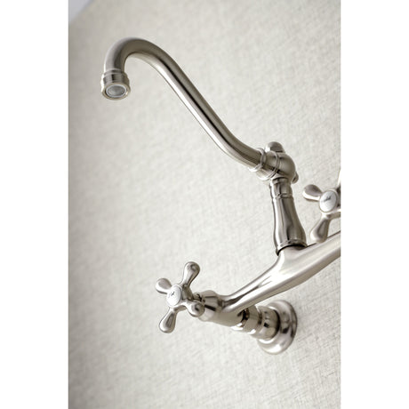 Kingston Brass KS3248AX Vintage Wall Mount Bathroom Faucet, Brushed Nickel