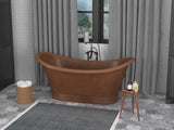 ANZZI BT-007 Nero 70 in. Handmade Copper Double Slipper Flatbottom Non-Whirlpool Bathtub in Hammered Antique Copper