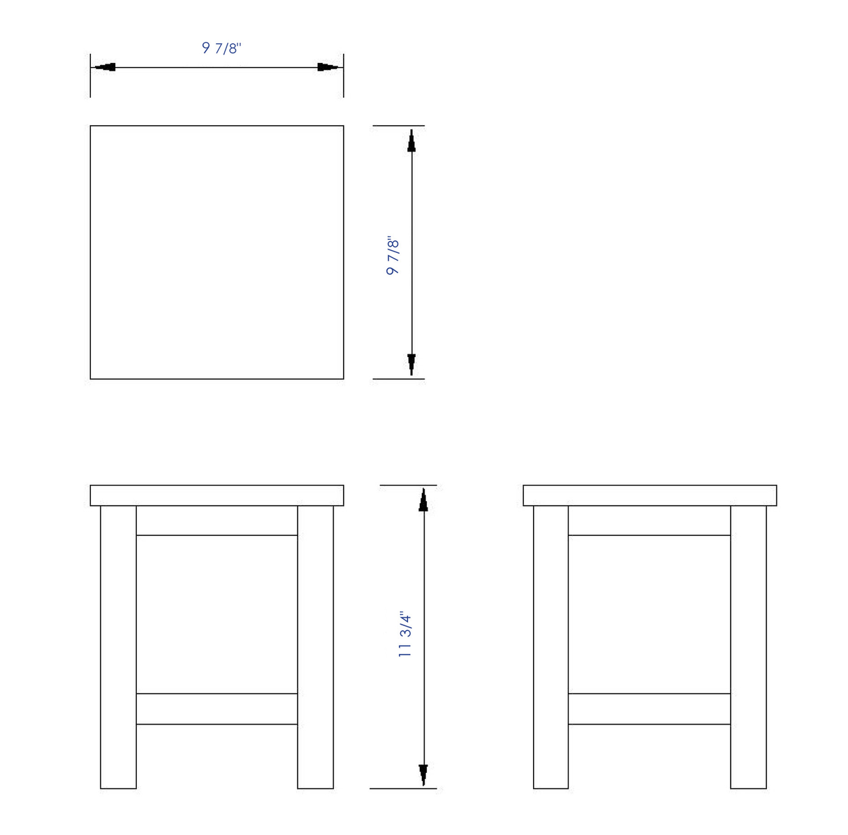 ALFI brand AB4407 10"x10" Square Wooden Bench/Stool Multi-Purpose Accessory
