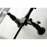 Kingston Brass KS1260PLBS Heritage Wall Mount Bridge Kitchen Faucet with Brass Sprayer, Matte Black