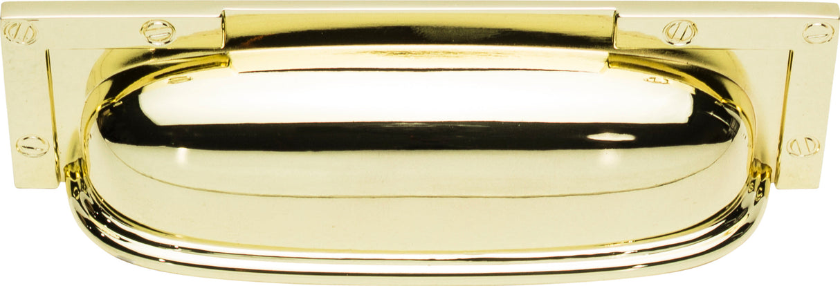 Atlas Homewares Campaign L-Bracket Cup Pull 3 3/4 Inch (c-c) Polished Brass