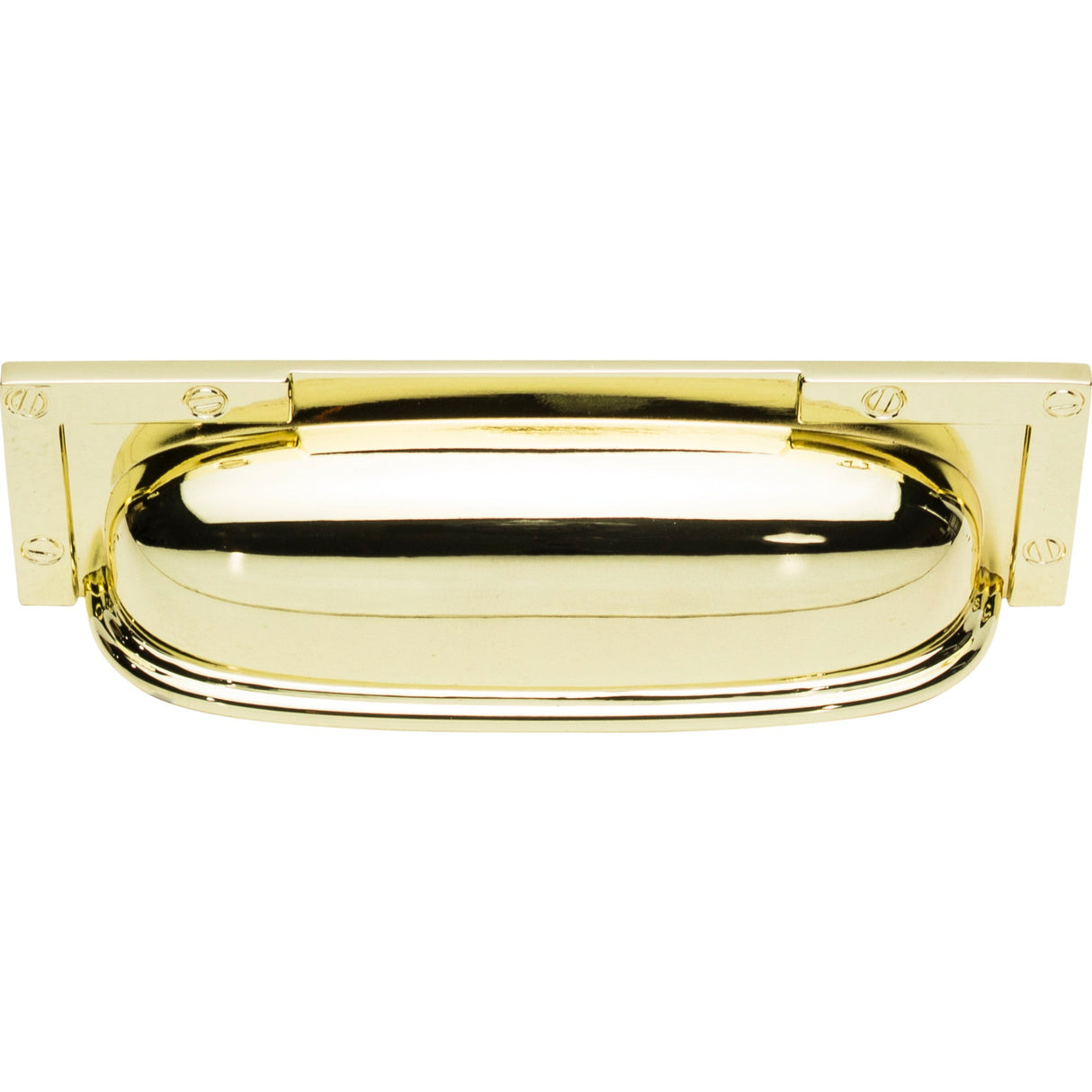 Atlas Homewares Campaign L-Bracket Cup Pull 3 3/4 Inch (c-c) Polished Brass
