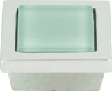 Atlas Homewares Spa Green Square Knob 1 3/8 Inch Polished Chrome