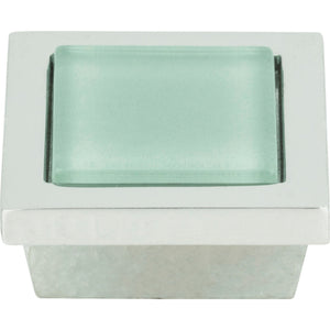 Atlas Homewares Spa Green Square Knob 1 3/8 Inch Polished Chrome