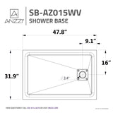 ANZZI SB-AZ015WV Forum Series 48 in. x 32 in. Shower Base in White