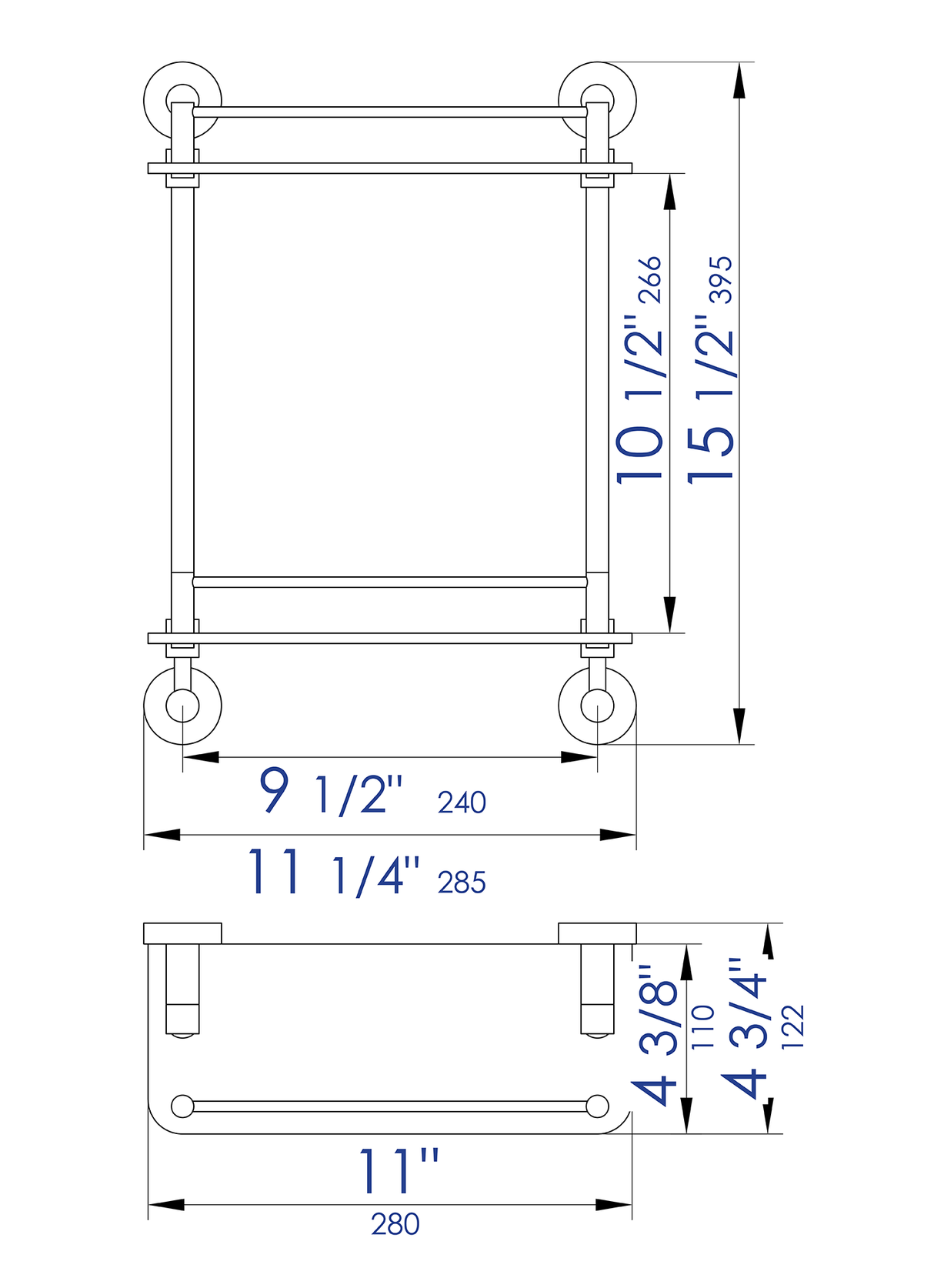ALFI brand AB9549 Polished Chrome Wall Mounted Double Glass Shower Shelf Bathroom Accessory