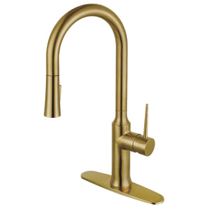Gourmetier LS2723NYL New York Single-Handle Pull-Down Kitchen Faucet, Brushed Brass