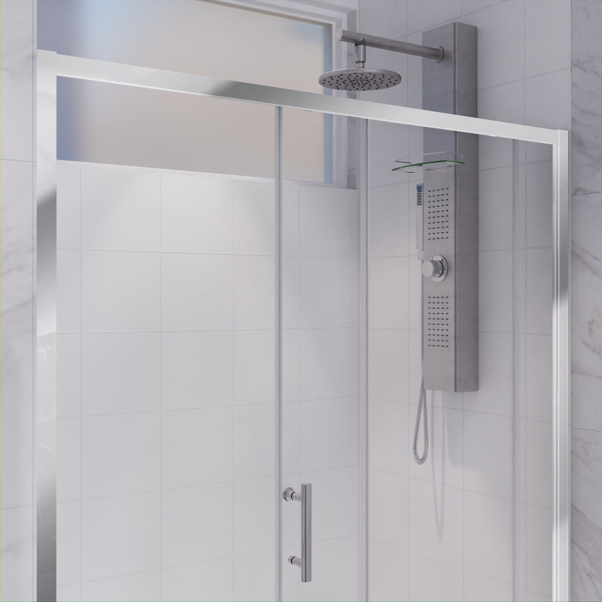 ANZZI SD-AZ052-01CH Halberd 48 in. x 72 in. Framed Shower Door with TSUNAMI GUARD in Polished Chrome