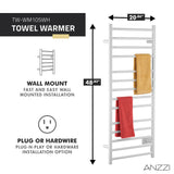 ANZZI TW-WM105WH Elgon 14-Bar Carbon Steel Wall Mounted Electric Towel Warmer Rack in White