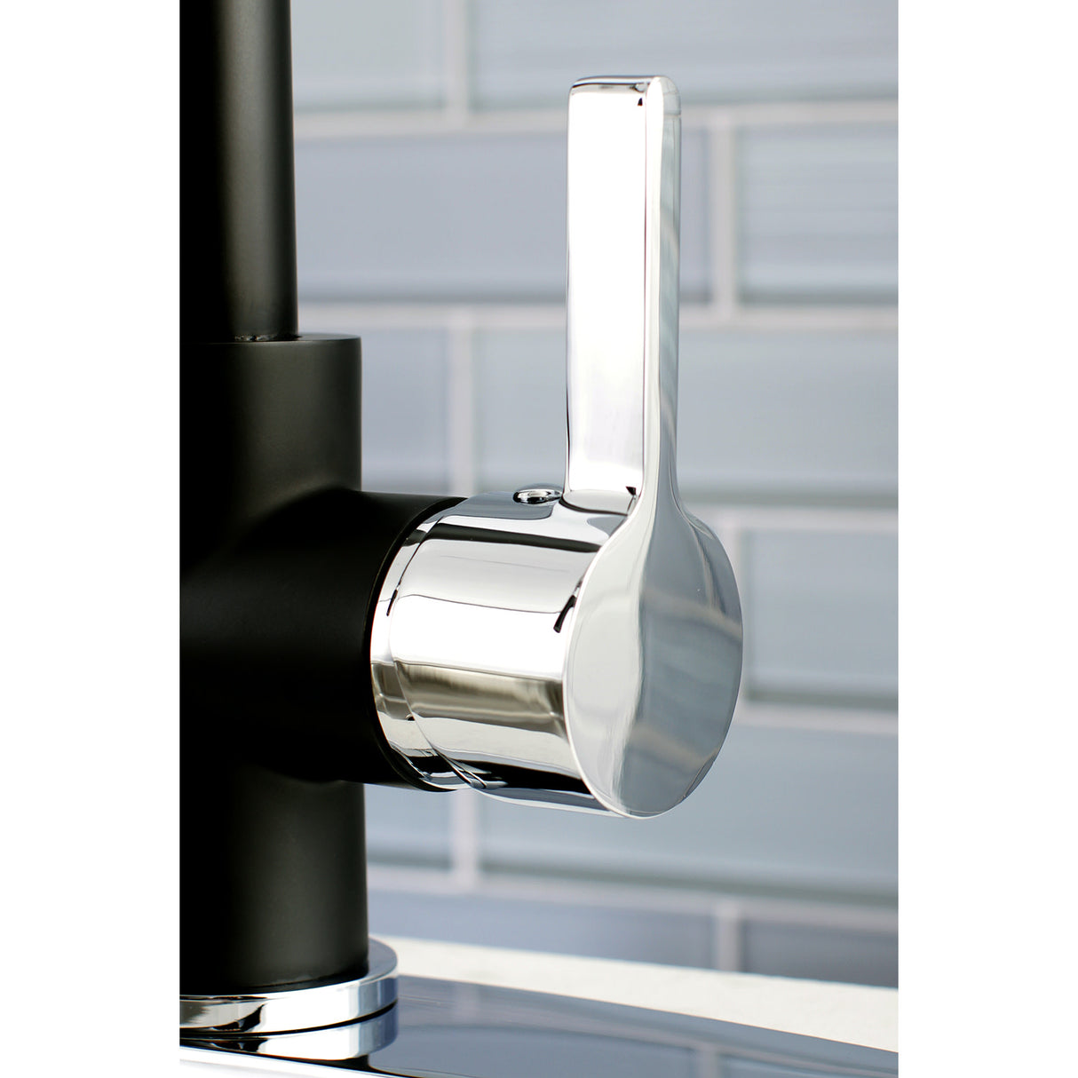 Gourmetier LS8777CTL Continental Single-Handle Pre-Rinse Kitchen Faucet, Matte Black/Polished Chrome