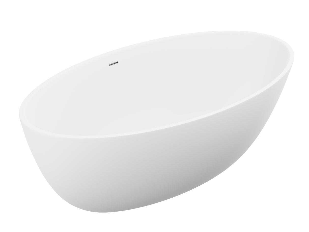 ANZZI FT-AZ510 Cestino 5.5 ft. Solid Surface Center Drain Freestanding Bathtub in Matte White