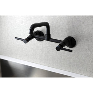 Kingston Brass KS823MB Concord Two-Handle Wall-Mount Kitchen Faucet, Matte Black