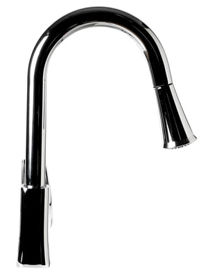 Polished Chrome Square Gooseneck Pull Down Kitchen Faucet