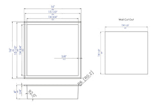 ALFI brand 16 x 16 Polished Stainless Steel Square Single Shelf Bath Shower Niche