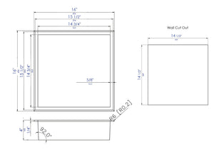 ALFI brand 16" x 16" White Matte Stainless Steel Square Single Shelf Bath Shower Niche