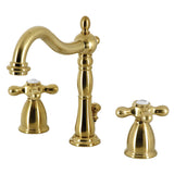 Kingston Brass KB1977AX Heritage Widespread Bathroom Faucet with Brass Pop-Up, Brushed Brass