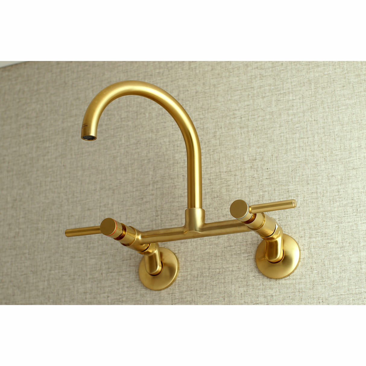 Kingston Brass Concord 8-Inch Adjustable Center Wall Mount Kitchen Faucet, Brushed Brass