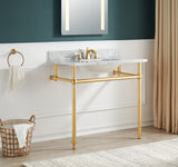 ANZZI CS-FGC004-BG Verona 34.5 in. Console Sink in Brushed Gold with Carrara White Counter Top