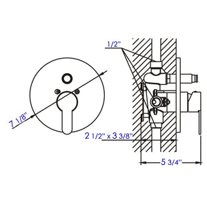 Black Matte Shower Valve with Rounded Lever Handle and Diverter
