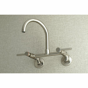 Kingston Brass Concord 8-Inch Adjustable Center Wall Mount Kitchen Faucet, Brushed Nickel