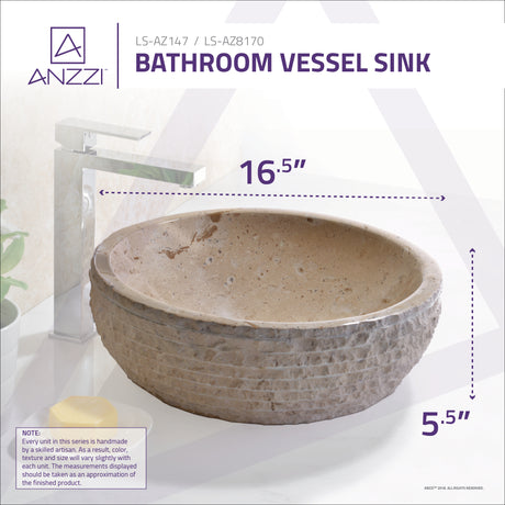 ANZZI LS-AZ8170 Solon Vessel Sink in Classic Cream Marble
