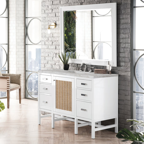 Addison 48" Single Vanity, Glossy White w/ 3 CM Victorian Silver Silestone Top