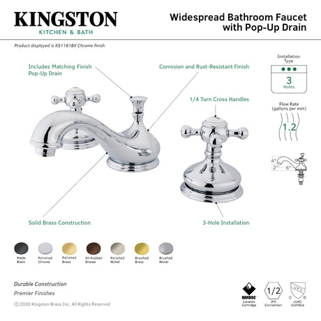 Kingston Brass KS1168BX 8 in. Widespread Bathroom Faucet, Brushed Nickel