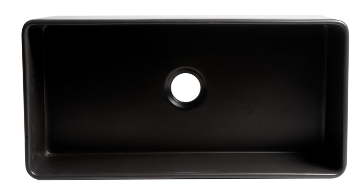Black Matte Smooth Apron 36" x 18" Single Bowl Fireclay Farm Sink