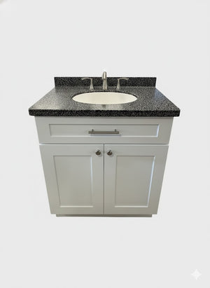 30" Cab-Tec Vanity + Bertch Solid Surface Top + Gerber Faucet