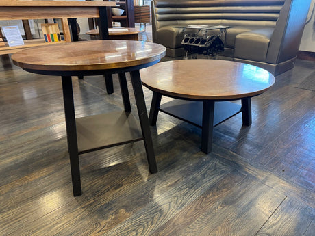 Ethan Allen Sherman Round Copper-Top Coffee and Cocktail Table