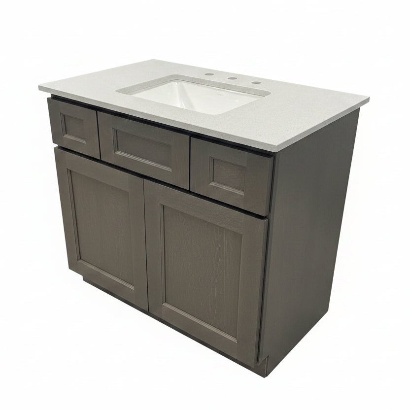 36" KCD Vanity with Quartz Vanity Top – Modern Bathroom Vanity Suite